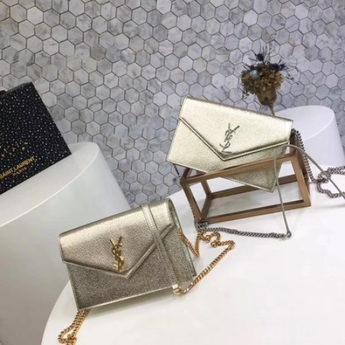 Borsa a tracolla in pelle di vitello originale Yves Saint Laurent 2822 oro
