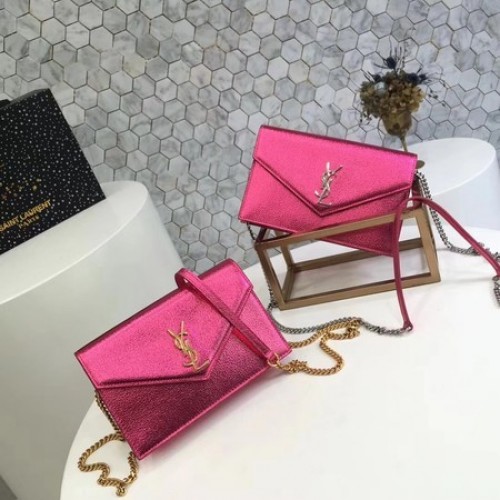 Borsa a tracolla in pelle di vitello originale Yves Saint Laurent 2822 rosa