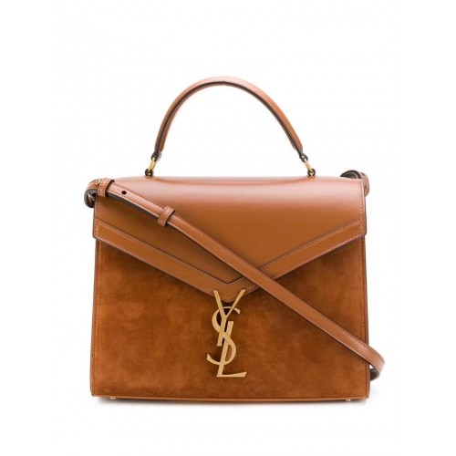 BORSA CASSANDRA MEDIA CON MANICO IN PELLE LISCIA E CAMOSCIO Y578001 brwon