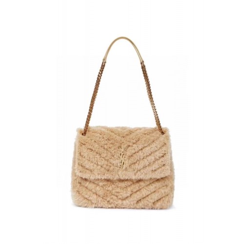 Yves Saint Laurent PUFFER BAG IN Pelliccia di coniglio Y653155 BEIGE NATURALE