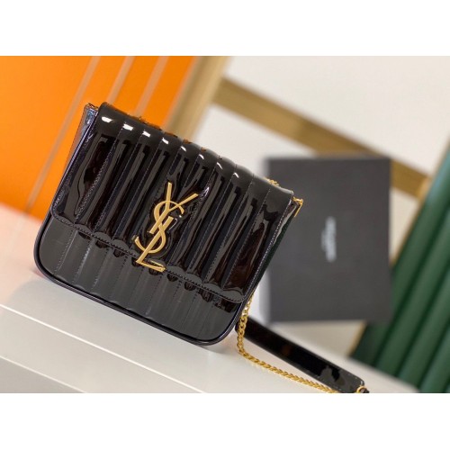 Borsa Vicky grande in pelle verniciata originale Yves Saint Laurent 532595 nera