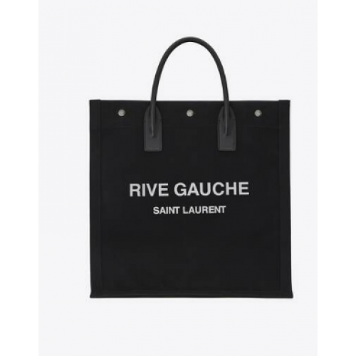 Yves Saint Laurent BORSA SHOPPING RIVE GAUCHE N/S IN COTONE 9E1070 nero