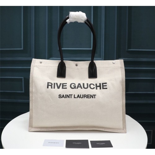 Borsa shopping tote Yves Saint Laurent Rive Gauche 59929 bianca