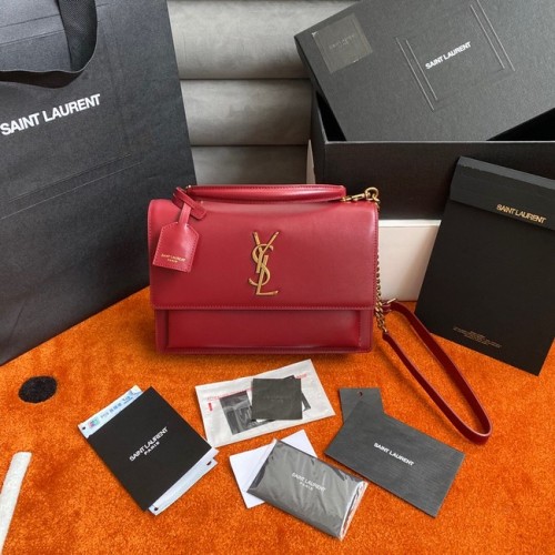 BORSA Yves Saint Laurent SUNSET MEDIUM CHAIN IN PELLE LISCIA 442906 ROSSO