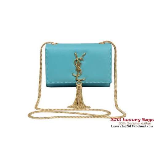 Borsa a tracolla piccola monogramma Yves Saint Laurent 1834B blu