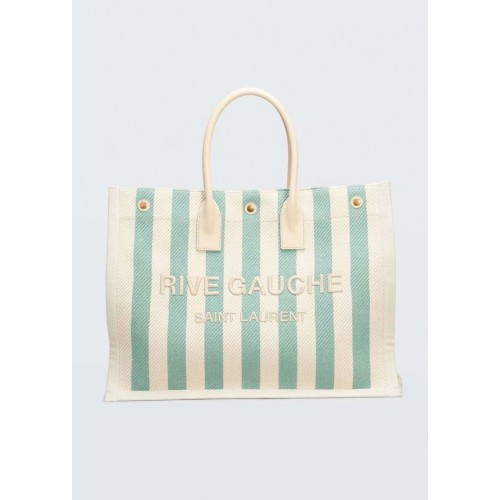 Borsa shopping Yves Saint Laurent TWEED E PELLE DI AGNELLO Y677922 celeste