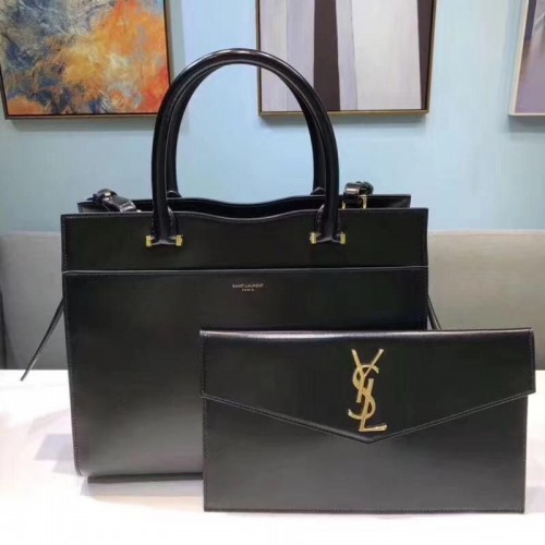 BORSA Yves Saint Laurent UPTOWN con manico superiore in pelle di vitello originale 557653 nera