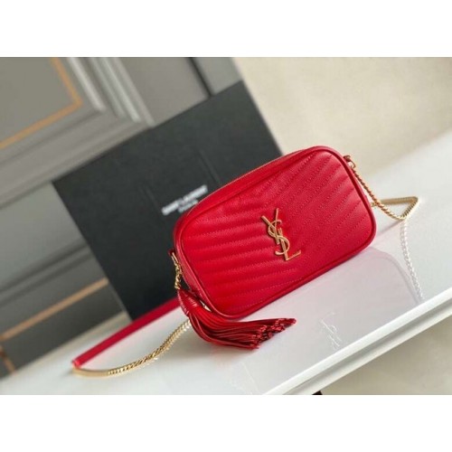 Yves Saint Laurent BORSA FOTOCAMERA VINTAGE IN Pelle Di Vitello 6125791 rosso