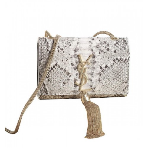 Borsa a tracolla Yves Saint Laurent mini Monogramme Cross-body in pelle di serpente 5478 OffWhite