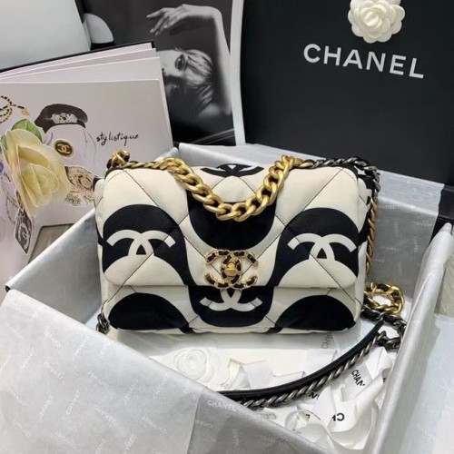borsa con patta chanel 19 AS1160 nero&bianca