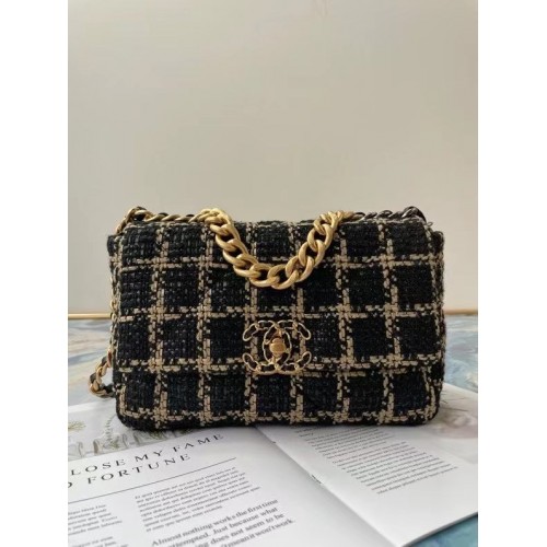borsa con patta chanel 19 Tweed AS1160 AS1161 AS1162 nera