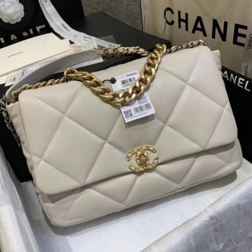 borsa con patta chanel 19 grande AS1160 AS1161 AS1162 Bianco sporco