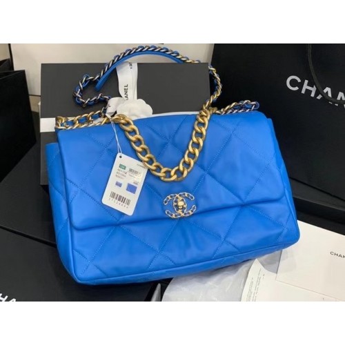 chanel 19 borsa con pattina grande AS1162 Blu elettrico