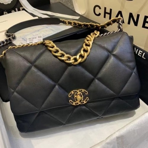 borsa chanel 19 grande con patta AS1162 nera