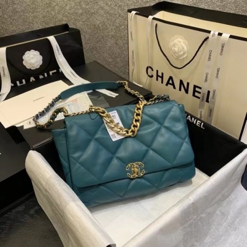 borsa chanel 19 grande con patta AS1162 blu