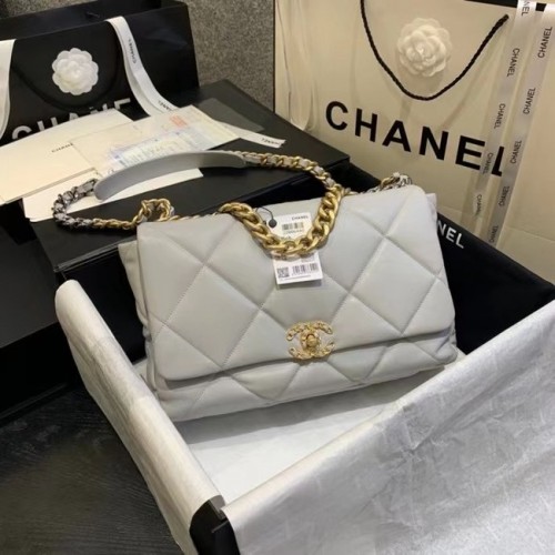 borsa chanel 19 grande con patta AS1162 grigia