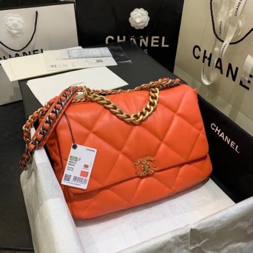 borsa chanel 19 grande con patta AS1162 arancione