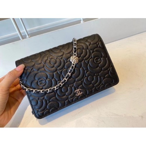 pochette classica chanel con catena Pelle di agnello color argento-metallo AP3317 nero