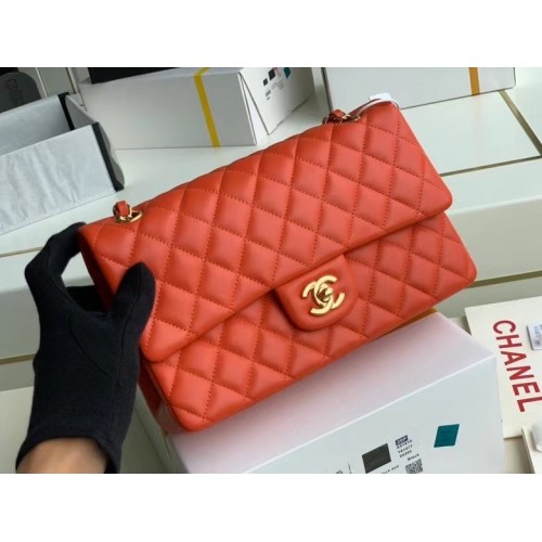 borsa chanel classica Pelle di agnello oro Metallo A01112 rosso