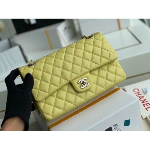 borsa chanel classica Pelle di agnello argento Metallo A01112 limone