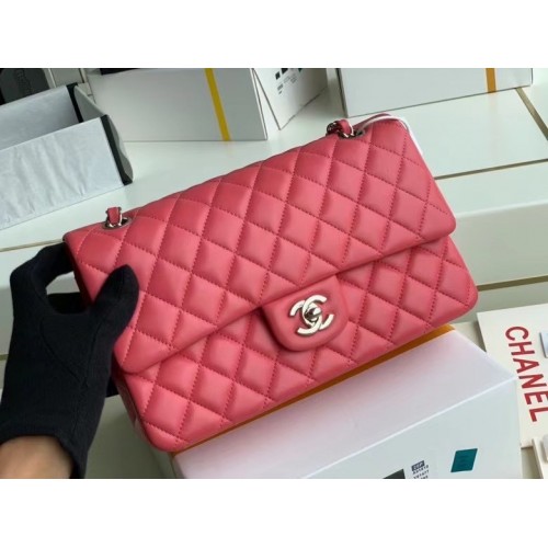 borsa chanel classica Pelle di agnello argento Metallo A01112 rosa