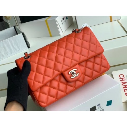 borsa chanel classica Pelle di agnello argento Metallo A01112 rosso