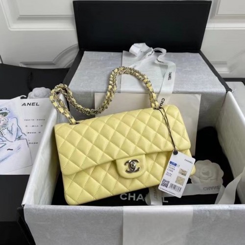 borsa classica chanel Pelle di agnello argento Metallo A01112 giallo