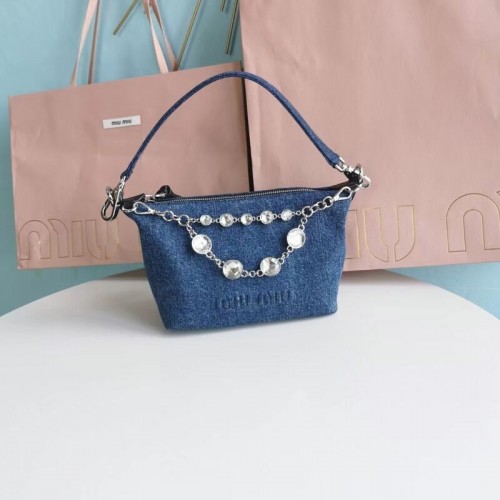 miu miu Borsa a tracolla in denim 5NB841-1 blu