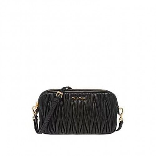 miu miu Matelasse Borsa a tracolla in pelle nappa 5BH539A nera