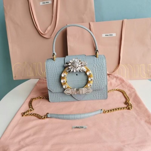 miu miu Borsa tote mini in pelle Nappa Matelasse 5EA196 azzurro