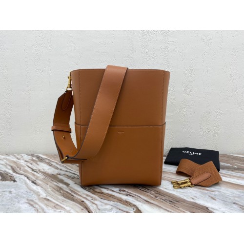 Borsa CELINE Sangle Seau in Pelle Liscia C3371-2 Marrone