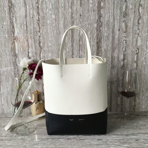 Celine Cabas Phantom Borse in pelle di vitello C2204 bianco e nero