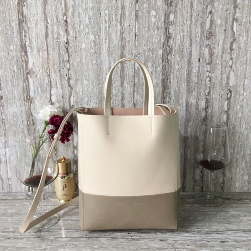 Celine Cabas Phantom Borse in pelle di vitello C2204 bianco e grigio