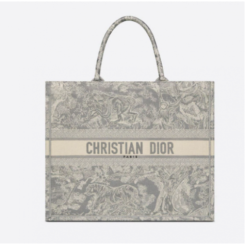BORSA A LIBRO DIOR Grigio Toile de Jouy Ricamo inverso M1286ZR