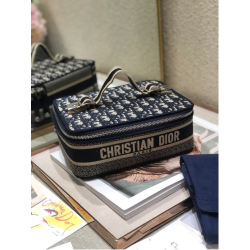 VALIGIA DIOR DIORTRAVEL Ricamo Dior Oblique S5481VR blu scuro