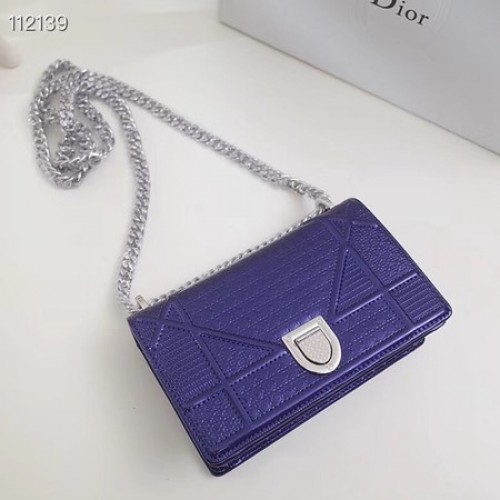 Borsa a catena Dior DIORAMA in pelle S0328 blu