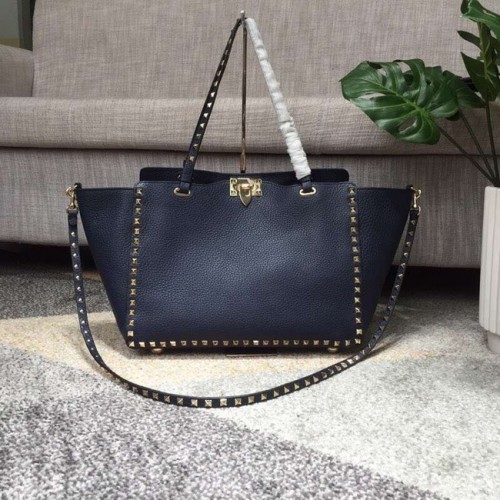 Borsa grande VALENTINO Rockstud 0973 blu scuro
