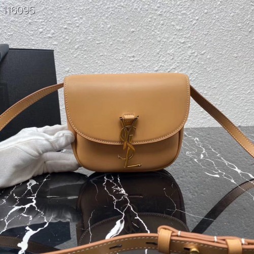 Borsa a spalla Yves Saint Laurent in pelle di vitello 619740 albicocca