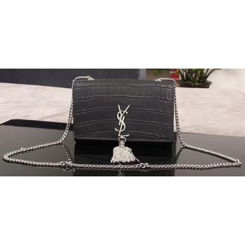 Borsa a tracolla a tracolla in pelle di cocco Yves Saint Laurent 1311224 nera